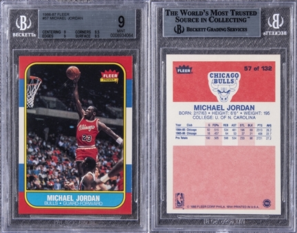 1986/87 Fleer Basketball Complete Set (132) Plus Stickers Set (11) - All BGS MINT 9!
